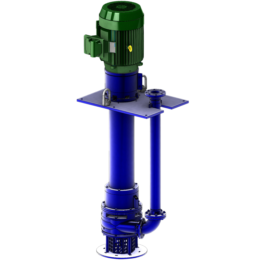 A GPM-Eliminator™ extended shaft slurry pump on a transparent background.