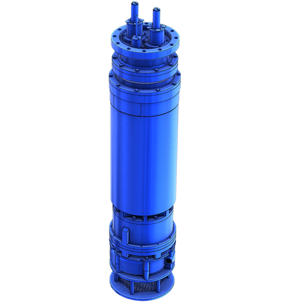 A GPM-Eliminator™ submersible slurry mixer pump on a transparent background