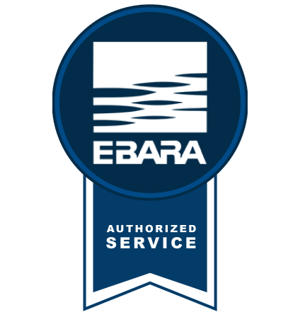 A blue GPM Ebara Authorized Service badge on a transparent background.