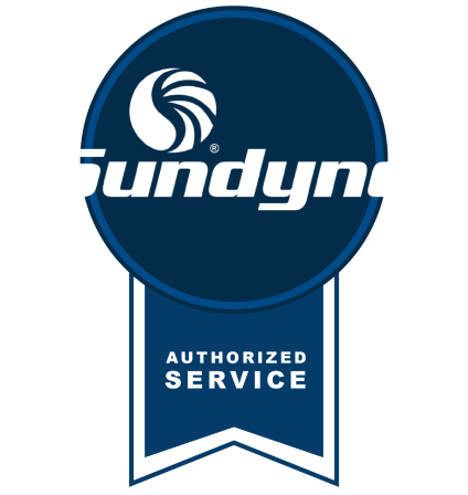 A Blue GPM Sundyne Authorized Service badge on a transparent background.
