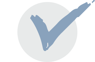 A grey circle with a hand-drawn blue checkmark.
