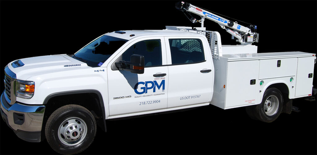 A GPM company service vehicle-- Chevy Duramax 3500 HD.
