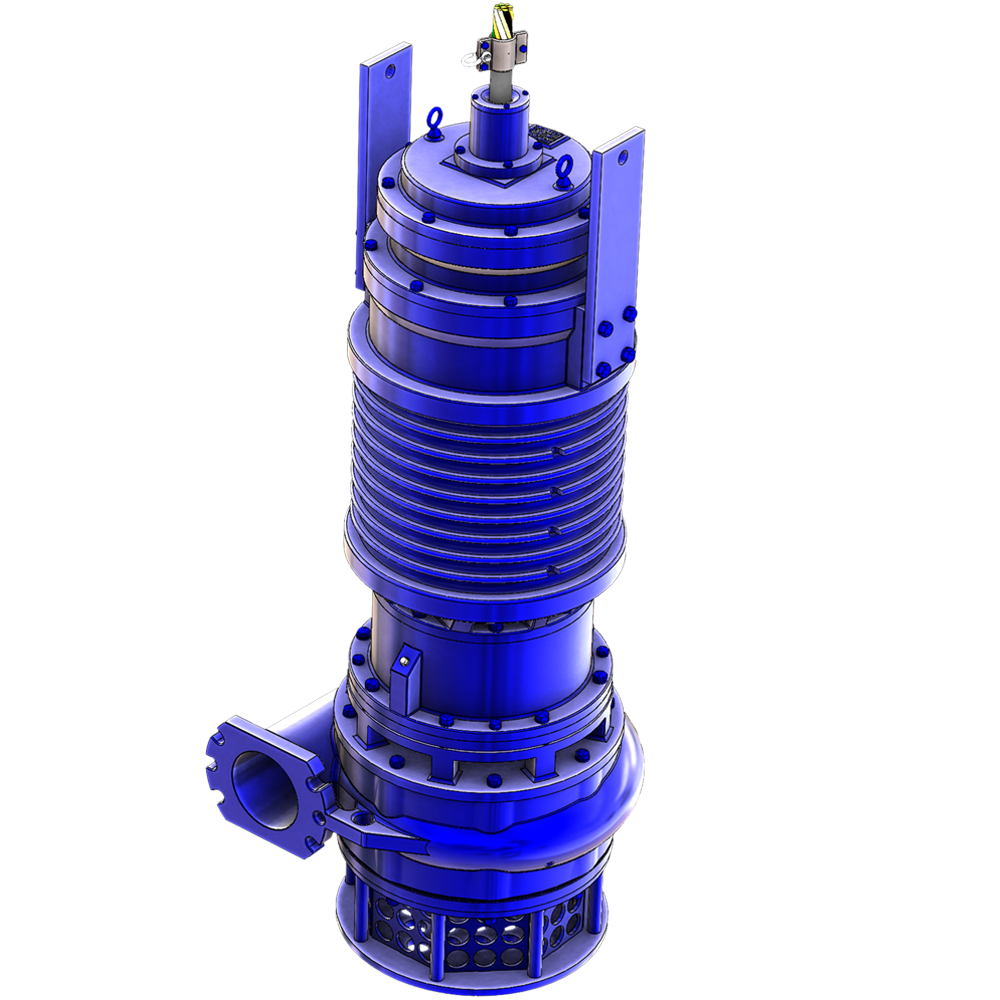 GPM-Eliminator™ submersible slurry pump on a transparent background.
