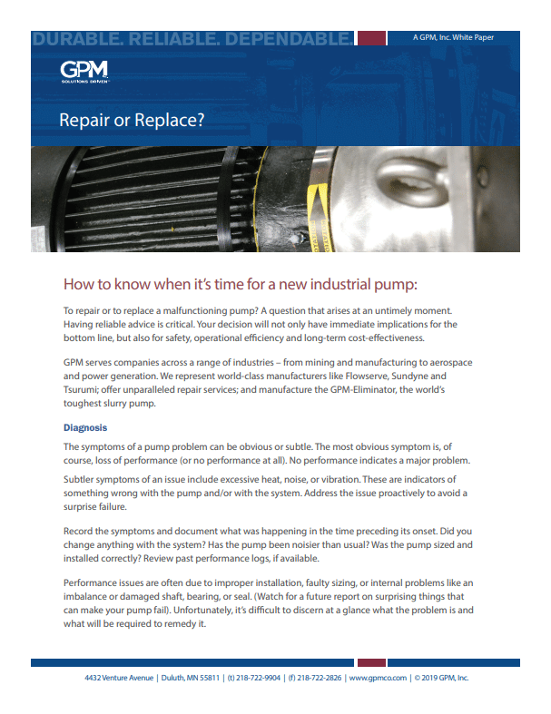 Download the Repair or Replace Industrial Pump White Paper